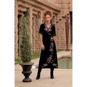 NWT Johnny Was Adah Velvet Embroidered Floral Wrap Dress Size XS